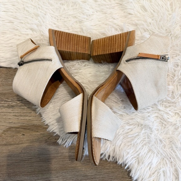Toms Majorca Cream Linen Block Heel Sandal 11 Spring Summer Resort Europe - Picture 4 of 9